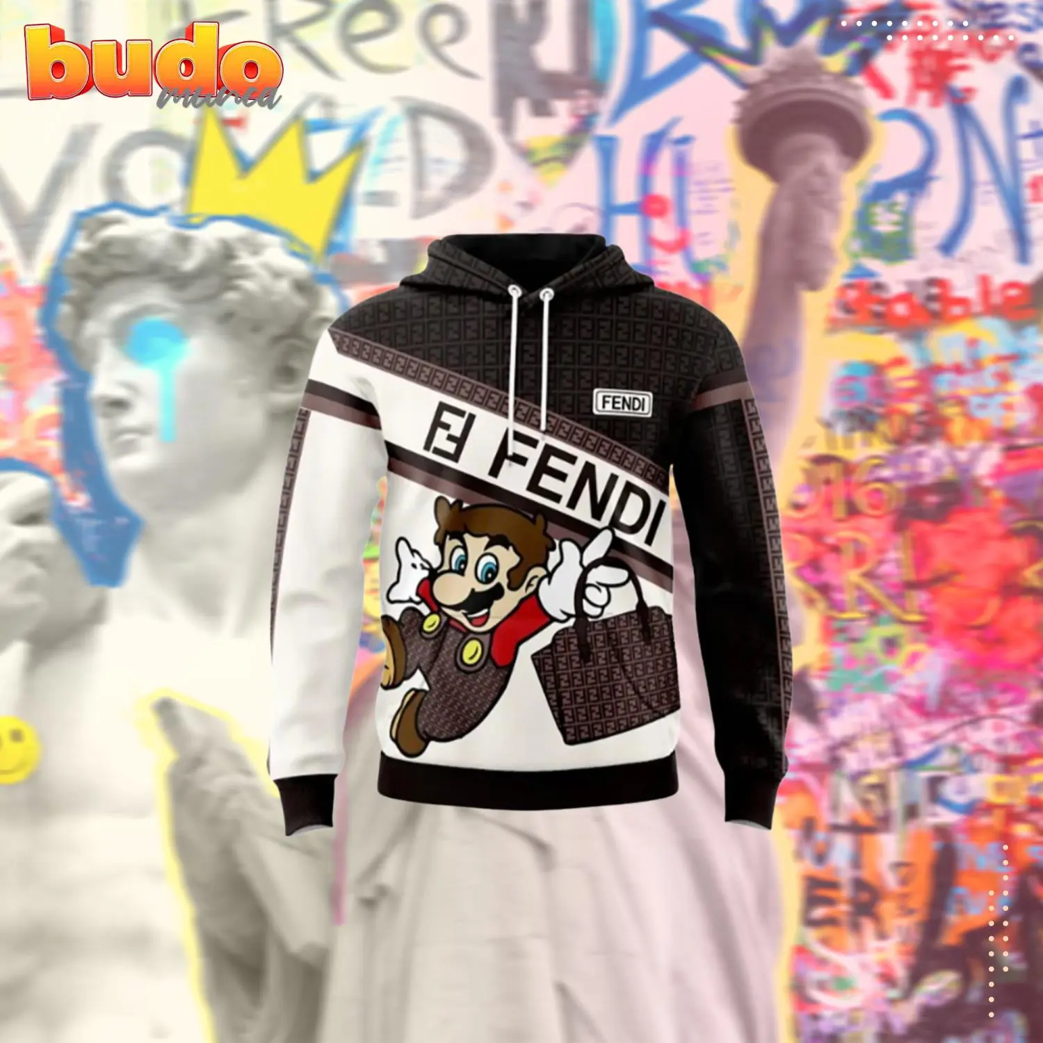 Fendi mario brown white unisex hoodie outfit for men women luxury brand clothing special gift - hot new